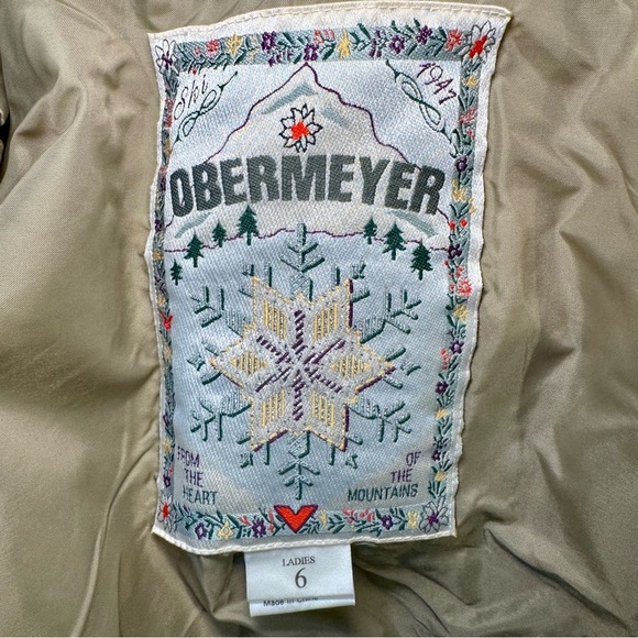 Vintage Obermeyer Fanciful women’s ski jacket beige size 6 full zip hood pockets - Picture 5 of 8